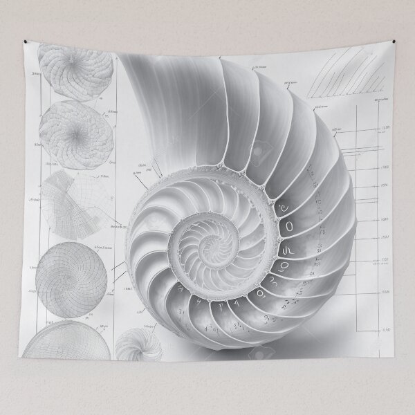 Item preview, White Pearl Fibonacci Golden Ratio Style   designed and sold by RAGANADesign.