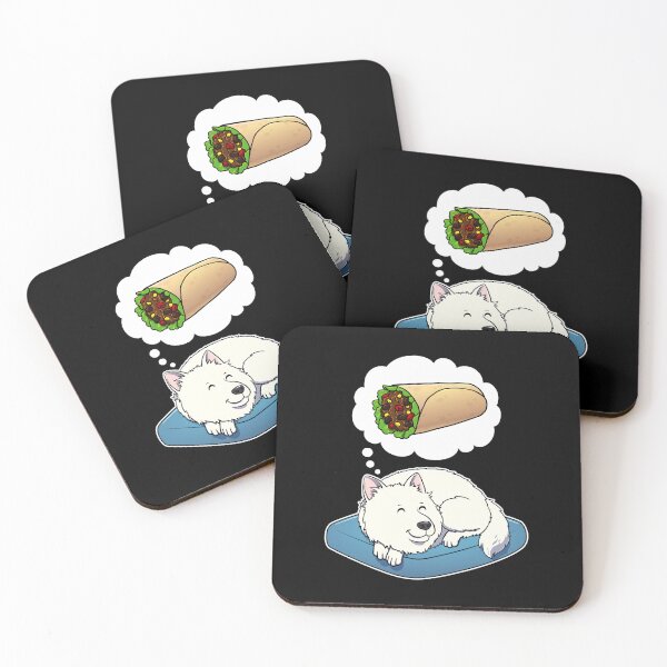 Item preview, Samoyed dreaming about Burritos designed and sold by DoggieDelights.