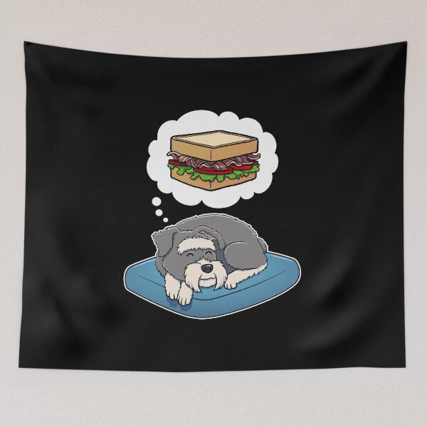 Item preview, Miniature Schnauzer dreaming about a BLT Sandwich designed and sold by DoggieDelights.