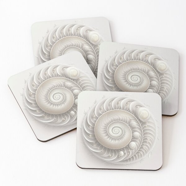 Item preview, White Pearl Fibonacci Golden Ratio Style   designed and sold by RAGANADesign.
