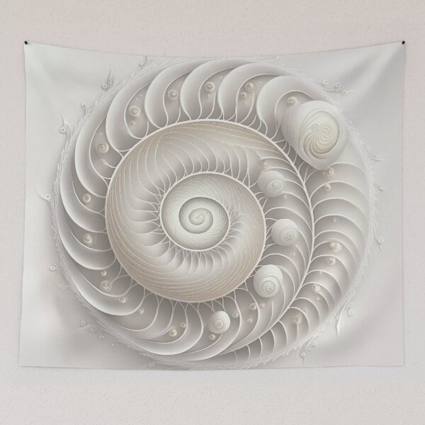 Item preview, White Pearl Fibonacci Golden Ratio Style   designed and sold by RAGANADesign.