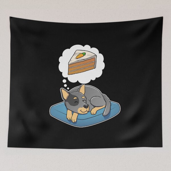Item preview, Australian Cattle Dog dreaming about Carrot Cake designed and sold by DoggieDelights.