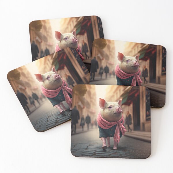 Item preview, Fashionista pig walking through the streets of Paris designed and sold by Cute-and-Co.