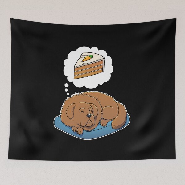 Item preview, Tibetan Mastiff dreaming about Carrot Cake designed and sold by DoggieDelights.