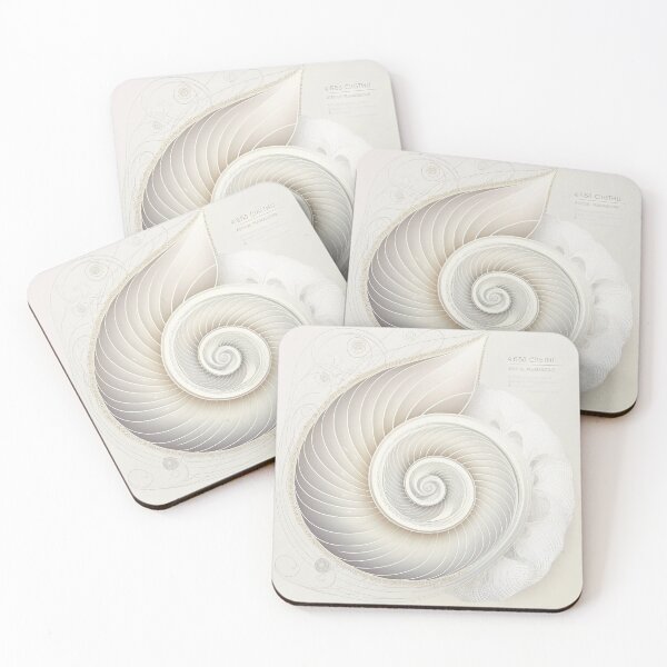 Item preview, White Pearl Fibonacci Golden Ratio Style   designed and sold by RAGANADesign.