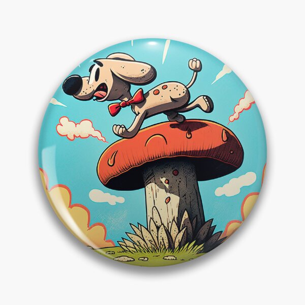 Item preview, Powerful cub jumping on a giant mushroom. cartoon dogs designed and sold by Cute-and-Co.