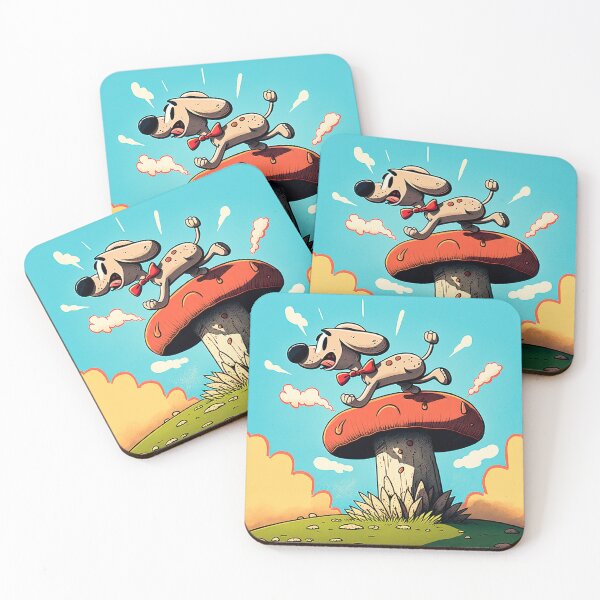 Item preview, Powerful cub jumping on a giant mushroom. cartoon dogs designed and sold by Cute-and-Co.