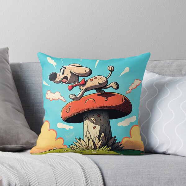 Item preview, Powerful cub jumping on a giant mushroom. cartoon dogs designed and sold by Cute-and-Co.