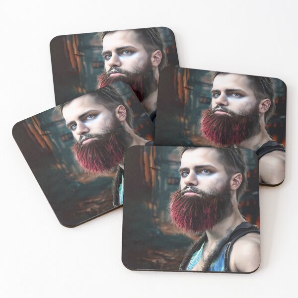 Item preview, Cyberpunk Image of Bearded Survivor designed and sold by LthrDaddyBear.