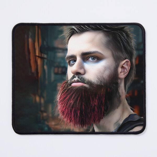 Item preview, Cyberpunk Image of Bearded Survivor designed and sold by LthrDaddyBear.