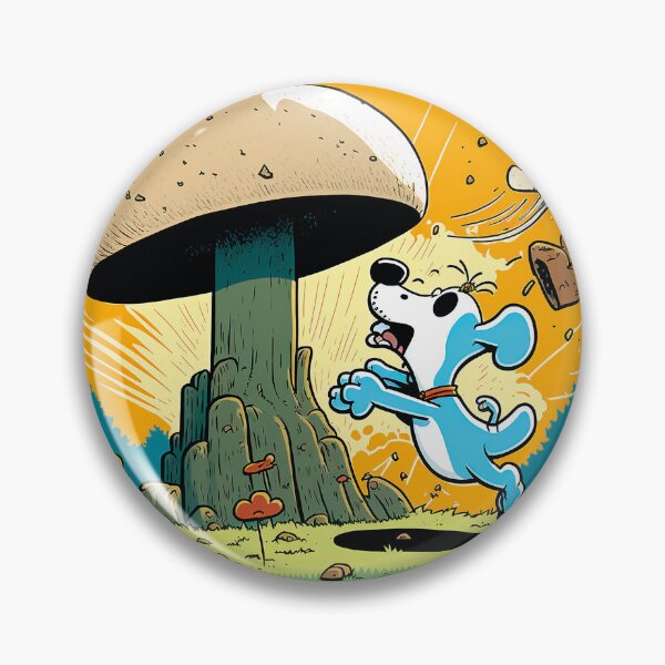 Item preview, Powerful cub jumping on a giant mushroom. cartoon dogs designed and sold by Cute-and-Co.