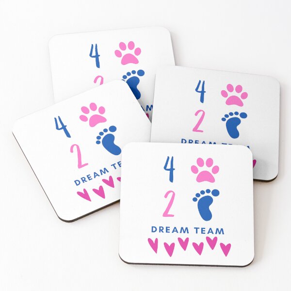 Item preview, Dream team in blue and pink with paws and feet for dog sport enthusiasts designed and sold by PausePapote.