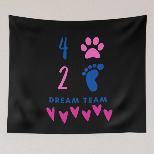 Item preview, Dream team in blue and pink with paws and feet for dog sport enthusiasts designed and sold by PausePapote.