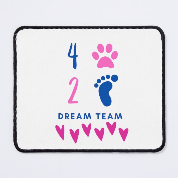 Item preview, Dream team in blue and pink with paws and feet for dog sport enthusiasts designed and sold by PausePapote.