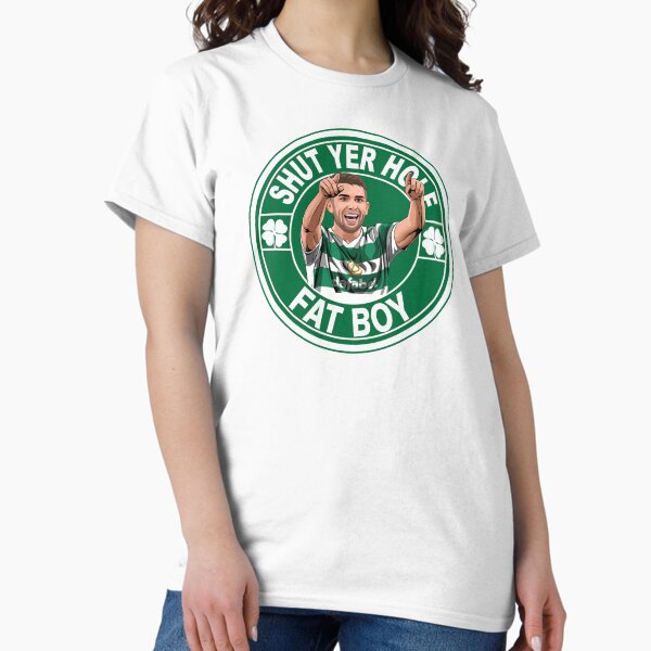 Aperçu de l'œuvre Ferme ton trou Fat Boy (Greg Taylor Glasgow Celtic) créée et vendue par TeesForTims.