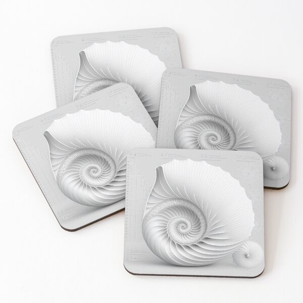 Item preview, White Pearl Fibonacci Golden Ratio Style   designed and sold by RAGANADesign.