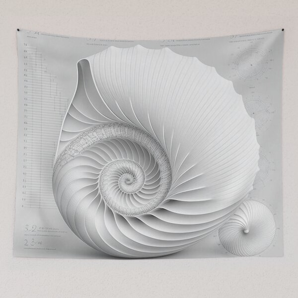 Item preview, White Pearl Fibonacci Golden Ratio Style   designed and sold by RAGANADesign.