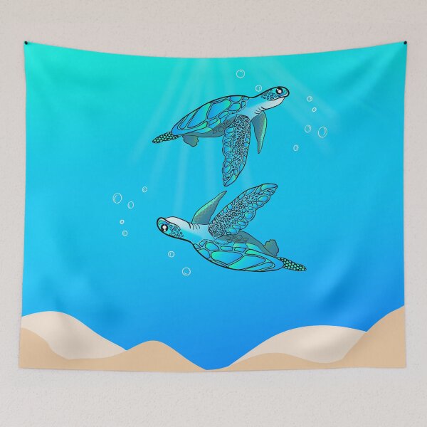 Item preview, Sea turtles in blue ocean designed and sold by Mermaidssparkle.