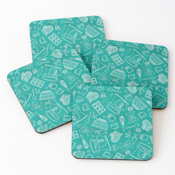Item preview, I Love Baking // Outline on Teal designed and sold by The Wellington Boot.