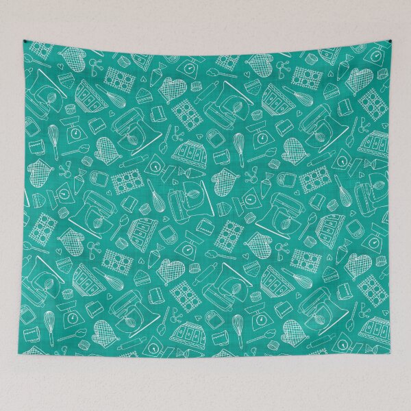 Item preview, I Love Baking // Outline on Teal designed and sold by The Wellington Boot.
