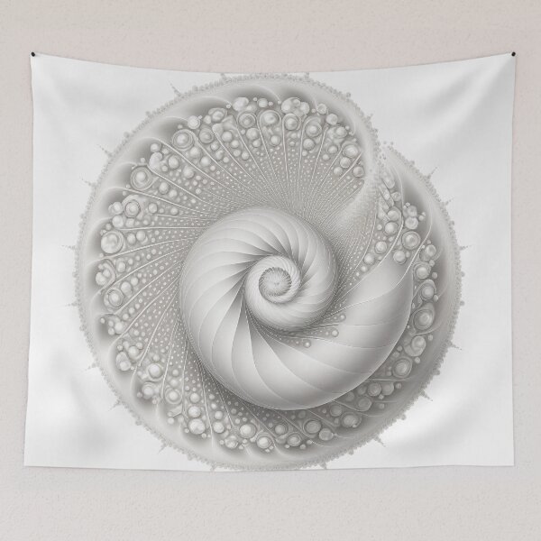 Item preview, White Pearl Fibonacci Golden Ratio Style   designed and sold by RAGANADesign.
