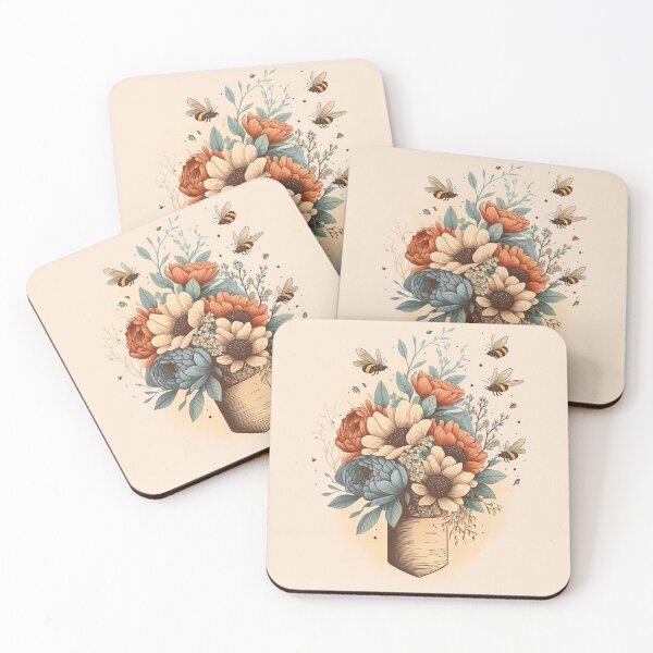 Item preview, Flowers and bees designed and sold by nicolinedesigns.