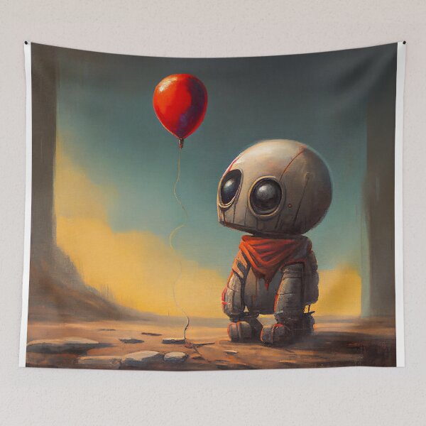 Item preview,  A Sad Lonely Lost Robot -Red Balloon  designed and sold by Gypsykiss.