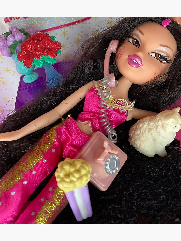 Bratz Jade fashion style chilling in bed with her kitty cat Greeting Card  for Sale by BCHShauni