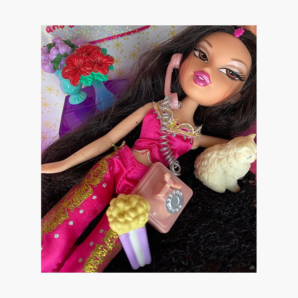 Bratz Jade fashion style chilling in bed with her kitty cat Greeting Card  for Sale by BCHShauni