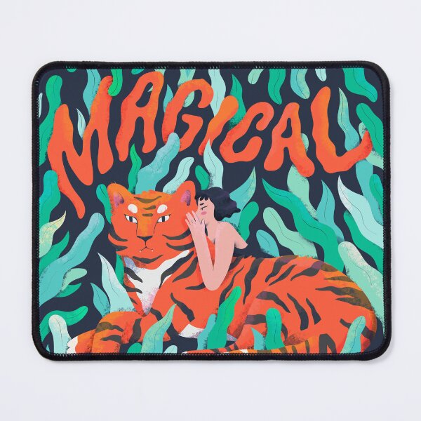 Item preview, Magical tiger creature and a woman in the jungle designed and sold by TinyQueenArt.