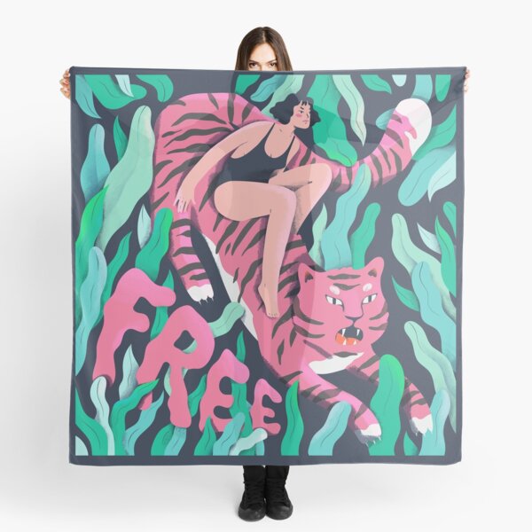Item preview, Free woman and tiger illustration designed and sold by TinyQueenArt.