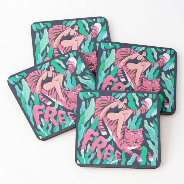 Item preview, Free woman and tiger illustration designed and sold by TinyQueenArt.