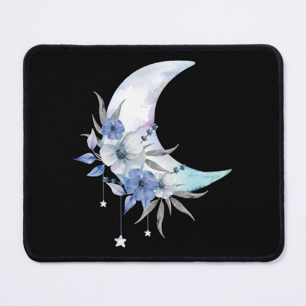 Item preview, Blue Crescent Moon with Flower and Hanging Stars       designed and sold by mirmeldesigns4.