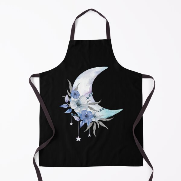 Item preview, Blue Crescent Moon with Flower and Hanging Stars designed and sold by mirmeldesigns4.