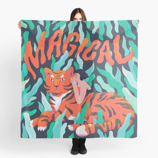 Item preview, Magical tiger creature and a woman in the jungle designed and sold by TinyQueenArt.