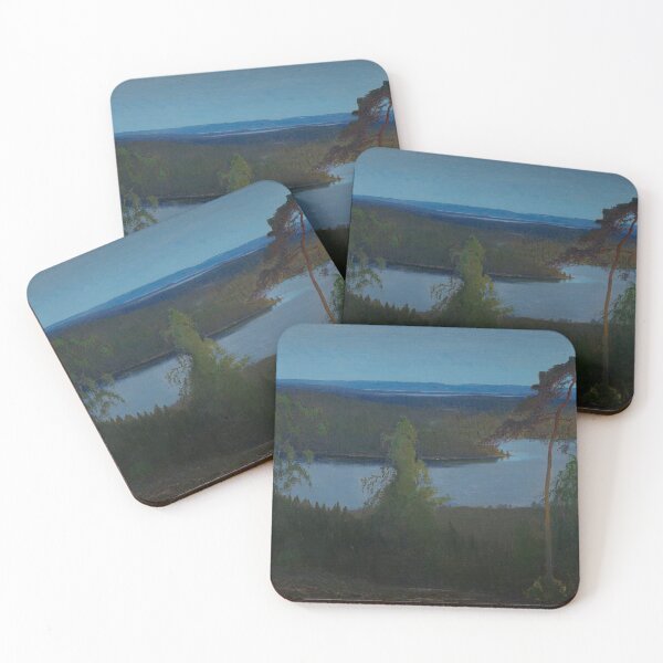 Item preview, River and Forest Blue Vintage Landscape Painting designed and sold by Vintage Wall Art.