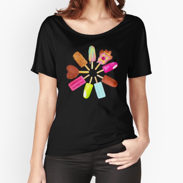 Aussie Ice Creams - Scatter - Black Relaxed Fit T-Shirt