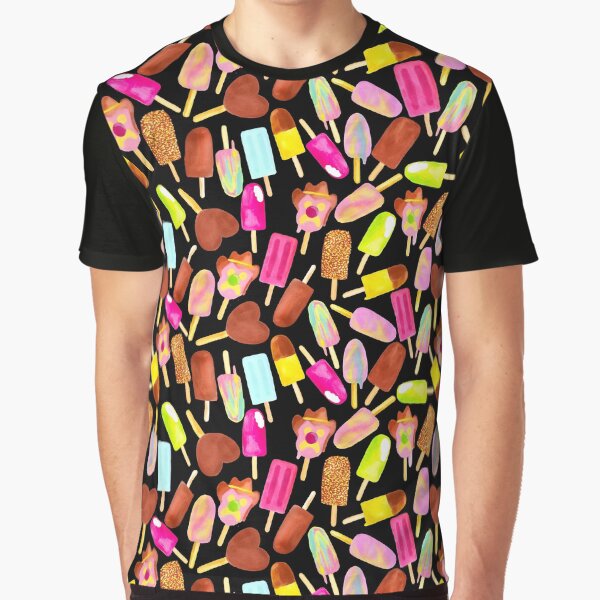 Aussie Ice Creams | Scatter | Black Graphic T-Shirt