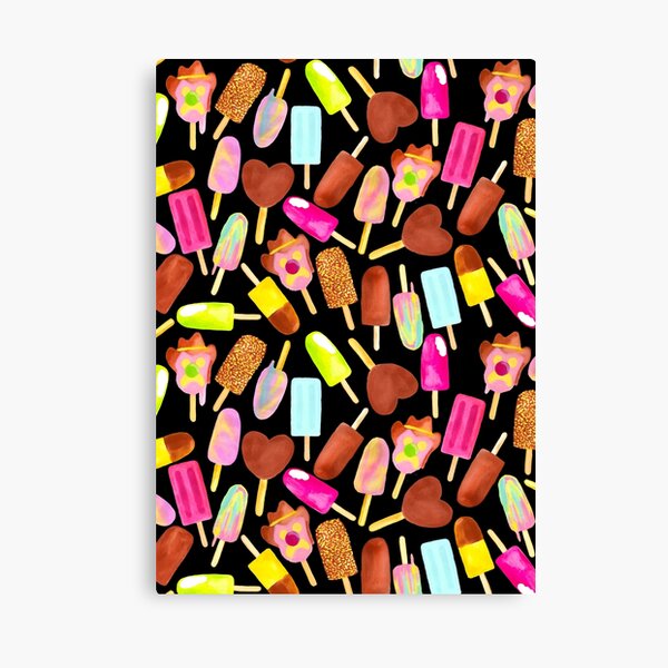 Aussie Ice Creams | Scatter | Black Canvas Print