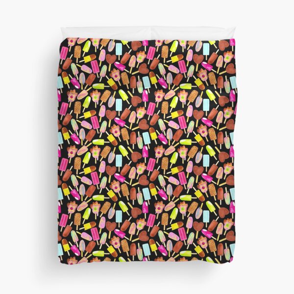 Aussie Ice Creams | Scatter | Black Duvet Cover