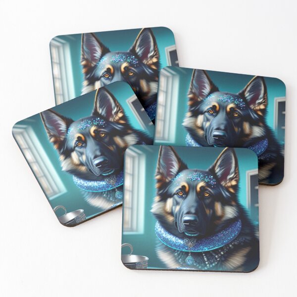 Item preview, Fierce German Shepherd takes on sweet, sugary donut  designed and sold by Nocturne  Paws.