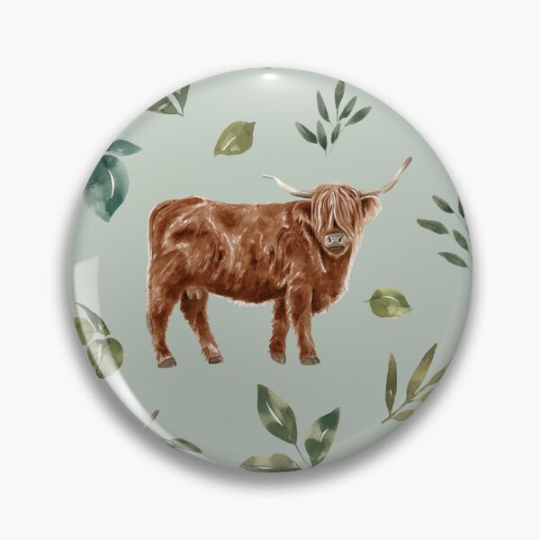 Item preview, Highland Cow with Spring Greenery designed and sold by cateandrainn.