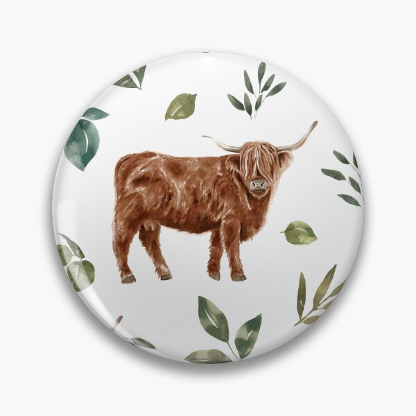 Item preview, Highland Cow with Spring Greenery designed and sold by cateandrainn.