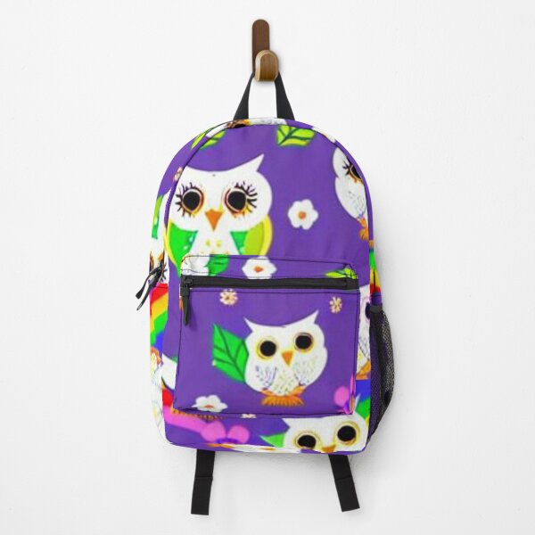 Item preview, Cute Owl Pattern in a Purple and Rainbow Background designed and sold by HanaiPrint.