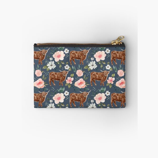 Item preview, Highland Cow Floral on Blue, Vintage Spring Collection designed and sold by cateandrainn.