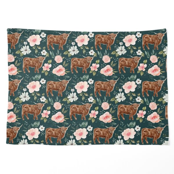 Spoonflower Fabric - Floral Cow Pink Girl Blush India