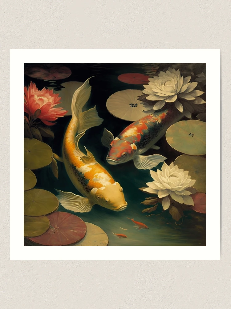 Goldfish, two fish, Koi Asian Style watercolor art, feng shui Shower Curtain  by SurenArt