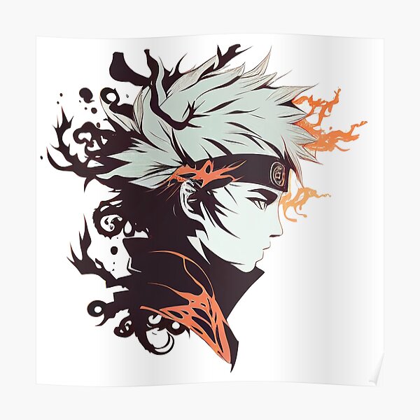 "Sleek and Stealthy: A Minimalist Anime Ninja Portrait" Poster for Sale