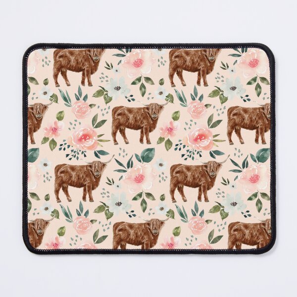 Item preview, Highland Cow Floral on Blush Pink, Vintage Spring Collection designed and sold by cateandrainn.