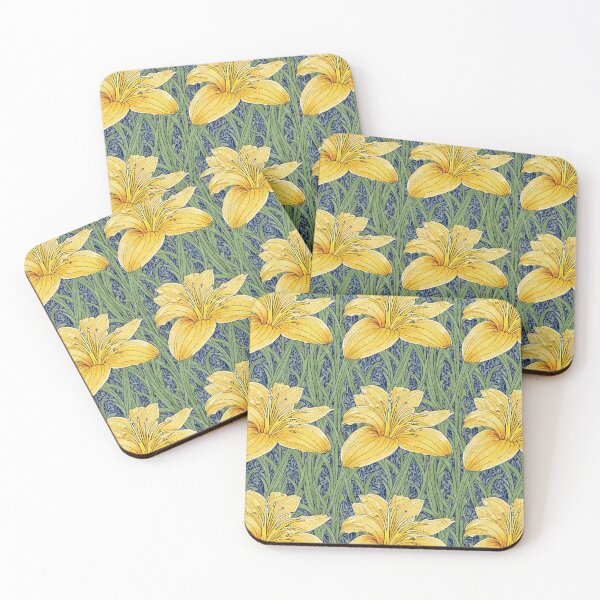 Item preview, Yellow lily pattern william morris style designed and sold by patterncrow.